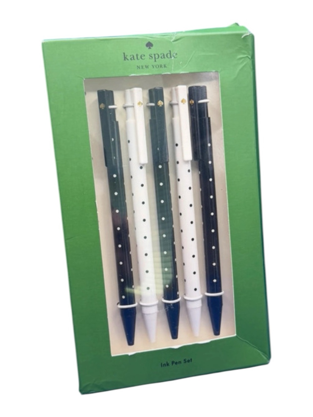 kate spade White & Black Polka Dot Ink Pen Set New